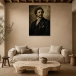 Victorian Gentleman Classical Portrait Wall Art Canvas Print presented in a sophisticated home setting