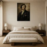Victorian Gentleman Classical Portrait Wall Art Canvas Print showcased in an elegant minimalist interior