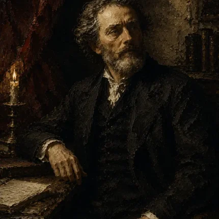 Candlelit Scholar’s Desk Classical Portrait Wall Art Canvas Print