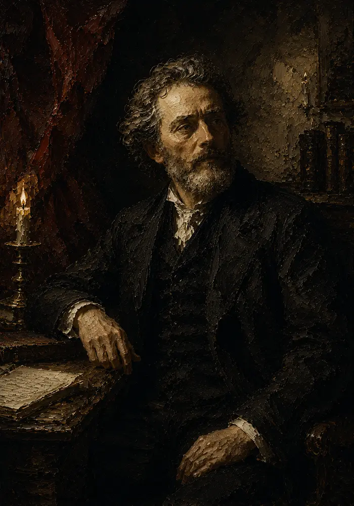 Candlelit Scholar's Desk Classical Portrait Wall Art Canvas Print