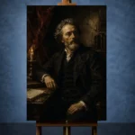 Candlelit Scholar's Desk Classical Portrait Wall Art Canvas Print - Image 2