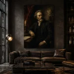 Candlelit Scholar's Desk Classical Portrait Wall Art Canvas Print - Image 5