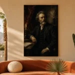 Candlelit Scholar's Desk Classical Portrait Wall Art Canvas Print - Image 6