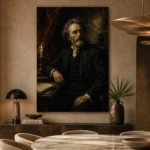 Candlelit Scholar's Desk Classical Portrait Wall Art Canvas Print - Image 7