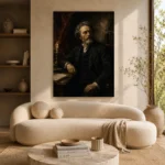Candlelit Scholar's Desk Classical Portrait Wall Art Canvas Print - Image 9