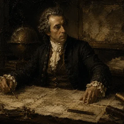 Candlelit Cartographer Classical Portrait Wall Art Canvas Print