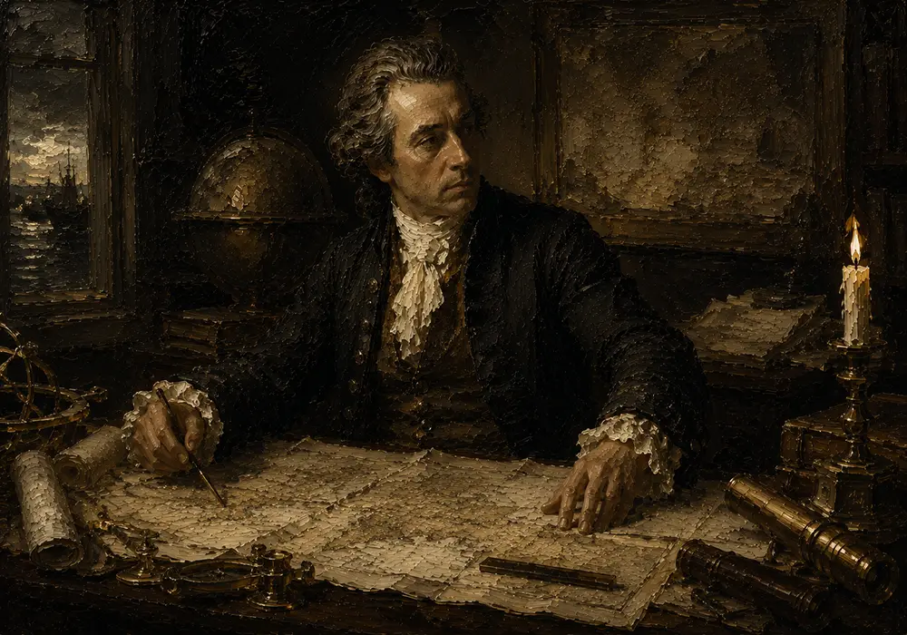 Candlelit Cartographer Classical Portrait Wall Art Canvas Print