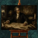 Candlelit Cartographer Classical Portrait Wall Art Canvas Print - Image 2