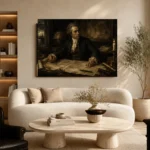 Candlelit Cartographer Classical Portrait Wall Art Canvas Print - Image 7
