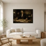 Candlelit Cartographer Classical Portrait Wall Art Canvas Print styled in a refined neutral interior
