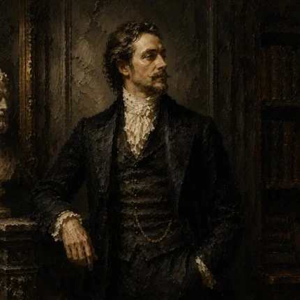 Library Gentleman Classical Portrait Wall Art Canvas Print
