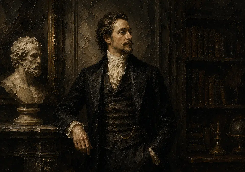 Library Gentleman Classical Portrait Wall Art Canvas Print