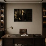 Library Gentleman Classical Portrait Wall Art Canvas Print displayed in a contemporary gallery-inspired room