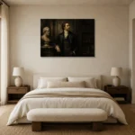 Library Gentleman Classical Portrait Wall Art Canvas Print showcased in an elegant minimalist interior