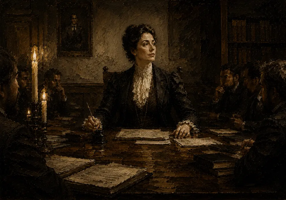 Candlelit Council Chair Classical Portrait Wall Art Canvas Print