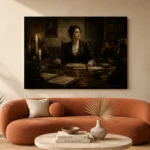Candlelit Council Chair Classical Portrait Wall Art Canvas Print - Image 3