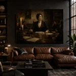 Candlelit Council Chair Classical Portrait Wall Art Canvas Print - Image 4