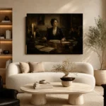 Candlelit Council Chair Classical Portrait Wall Art Canvas Print - Image 7