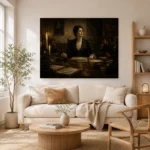 Candlelit Council Chair Classical Portrait Wall Art Canvas Print - Image 8
