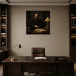 Lamplit Advocate Classical Portrait Wall Art Canvas Print displayed in a contemporary gallery-inspired room