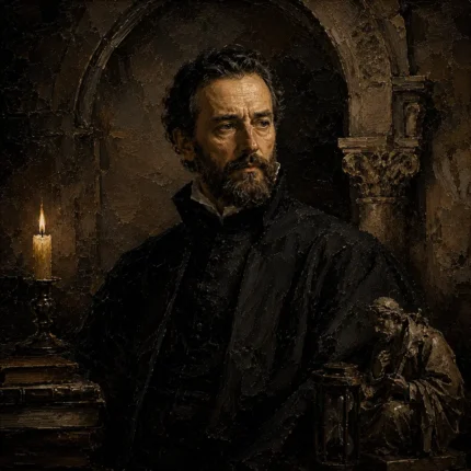 Candlelit Gothic Scholar Classical Portrait Wall Art Canvas Print