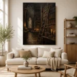 Candlelit Library Dark Academia Wall Art Canvas Print - Image 10