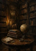 Antique Globe Library Dark Academia Wall Art Canvas Print