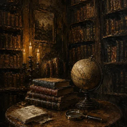 Antique Globe Library Dark Academia Wall Art Canvas Print