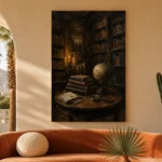 Antique Globe Library Dark Academia Wall Art Canvas Print - Image 6