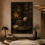 Antique Globe Library Dark Academia Wall Art Canvas Print - Image 7