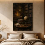 Antique Globe Library Dark Academia Wall Art Canvas Print - Image 8