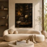 Antique Globe Library Dark Academia Wall Art Canvas Print - Image 9