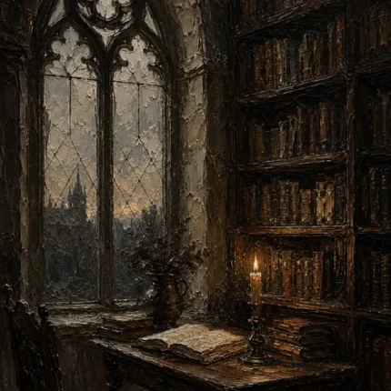 Gothic Window Library Dark Academia Wall Art Canvas Print