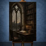 Gothic Window Library Dark Academia Wall Art Canvas Print - Image 2