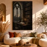 Gothic Window Library Dark Academia Wall Art Canvas Print - Image 11