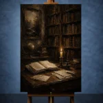 Candlelit Writing Desk Dark Academia Wall Art Canvas Print - Image 2