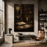 Candlelit Writing Desk Dark Academia Wall Art Canvas Print - Image 3
