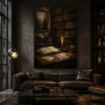 Candlelit Writing Desk Dark Academia Wall Art Canvas Print - Image 5