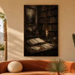 Candlelit Writing Desk Dark Academia Wall Art Canvas Print - Image 6