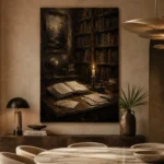Candlelit Writing Desk Dark Academia Wall Art Canvas Print - Image 7