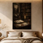 Candlelit Writing Desk Dark Academia Wall Art Canvas Print - Image 8