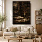 Candlelit Writing Desk Dark Academia Wall Art Canvas Print - Image 10