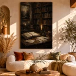 Candlelit Writing Desk Dark Academia Wall Art Canvas Print - Image 11