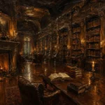 Grand Fireplace Library Dark Academia Wall Art Canvas Print