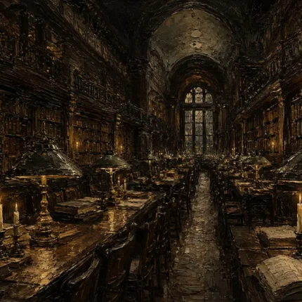 Grand Reading Hall Dark Academia Wall Art Canvas Print