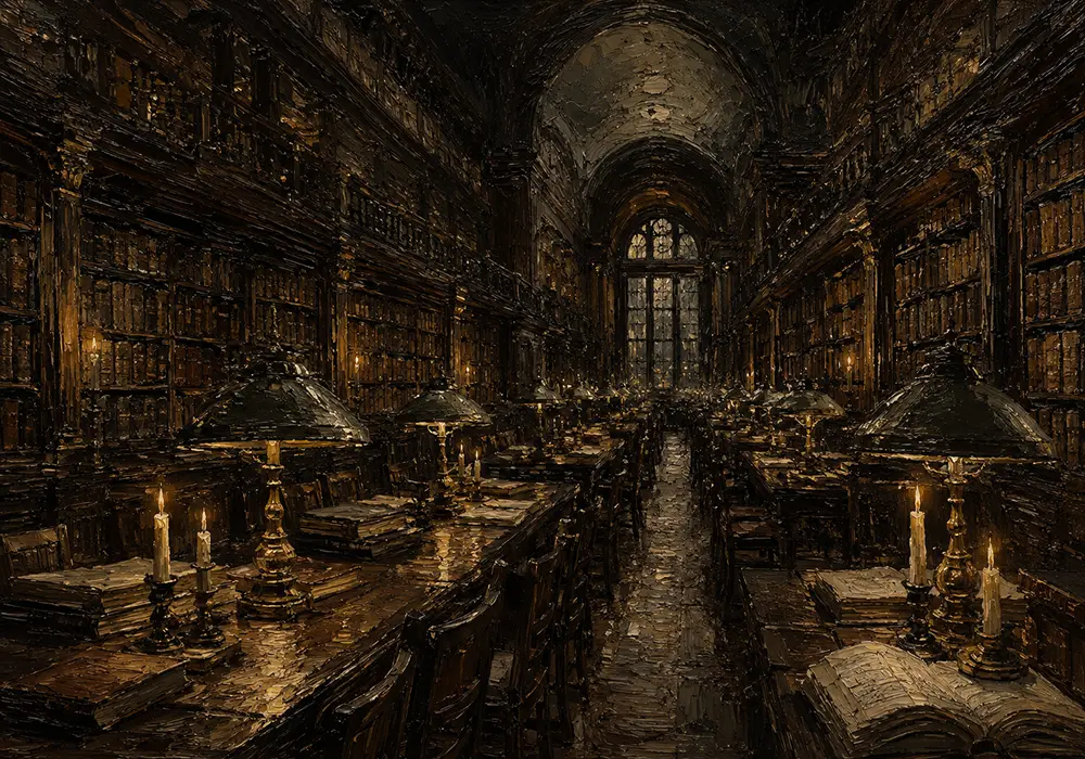 Grand Reading Hall Dark Academia Wall Art Canvas Print