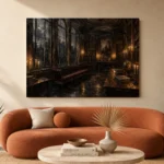 Arched Window Library Dark Academia Wall Art Canvas Print - Image 3