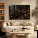 Arched Window Library Dark Academia Wall Art Canvas Print - Image 7
