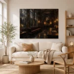 Arched Window Library Dark Academia Wall Art Canvas Print - Image 8