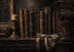 Antique Books Still Life Dark Academia Wall Art Canvas Print